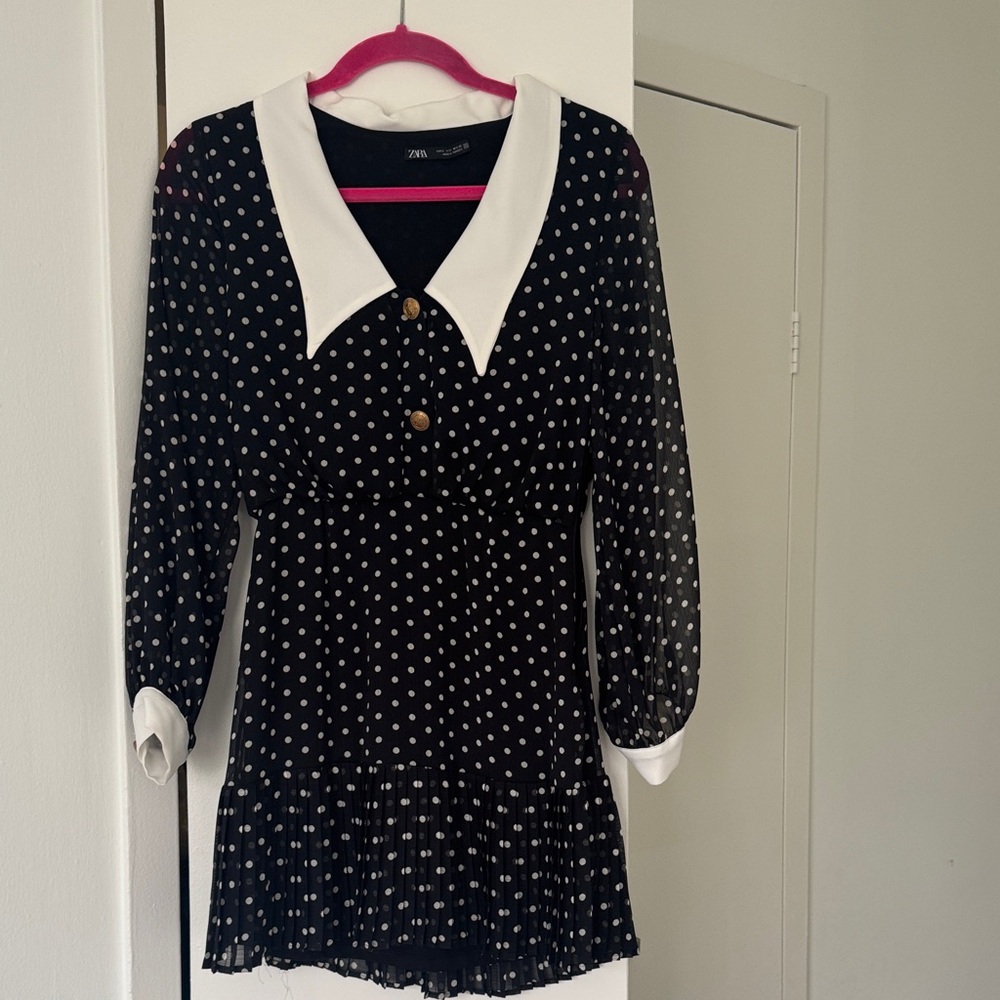Zara Black and White Polka Dot Blouse
